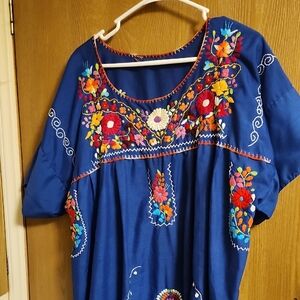 Embroidered Blue Floral Dress
